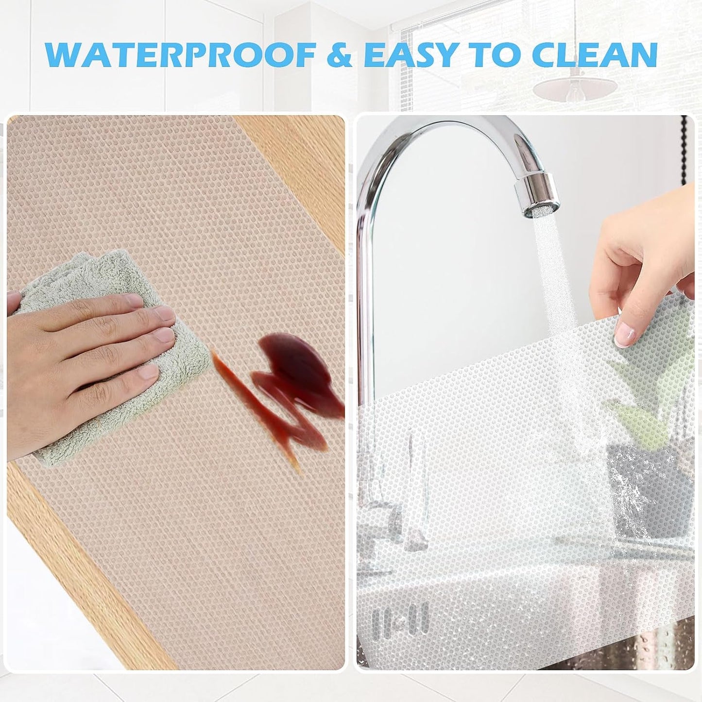Drawer Liners, Waterproof Shelf Liner, Anti-Slip Non-Adhesive BPA Free Kitchen Cupboard Cabinet Liner Refridge Fridge Mats Sink Protector Strong Durable for Home (Clear/15.7in x 20Ft)