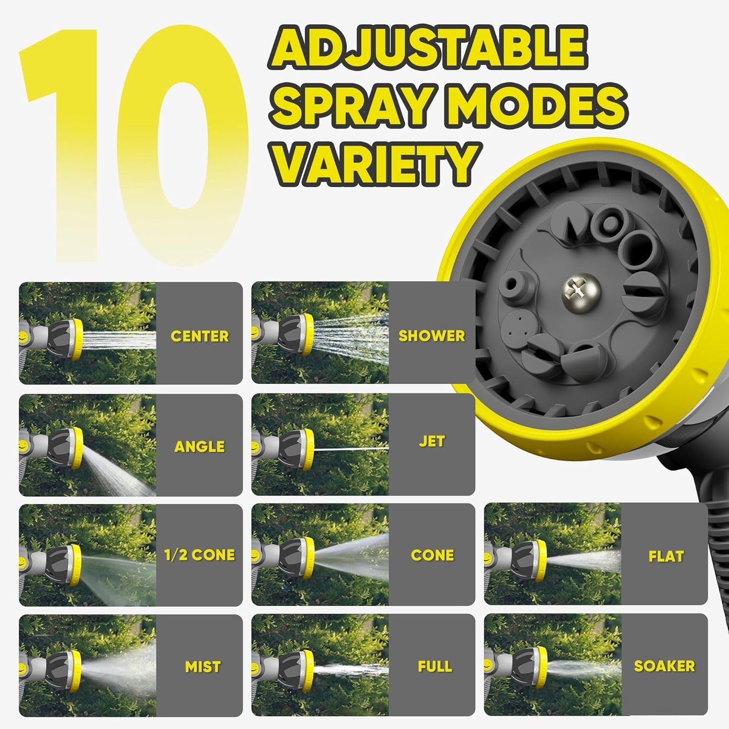 SILVEL Retractable Garden Hose Reel – 1/2 in x 150FT Heavy Duty Automatic Hose Reel Wall Mounted, UV Resistant with 10 Pattern Nozzle, Any Length Lock & Slow Return System, 180°Swivel Bracket, Yellow
