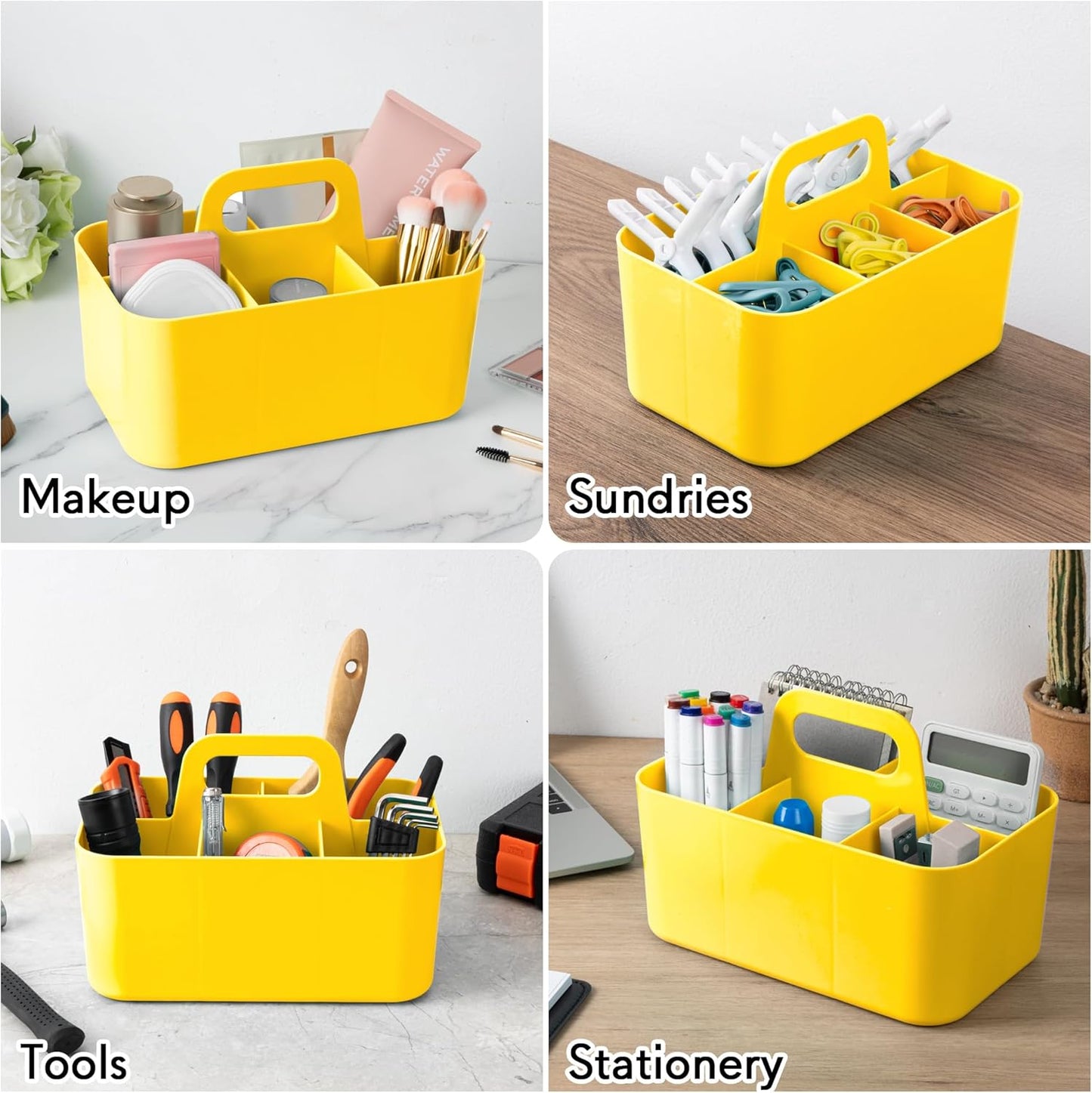 Tiawudi Multipurpose Caddy Organizer, Plastic Caddy with Handle, Stackable Desk Organizer for Stationery, Marker and Pencil, Office Supplies Organizer, Dorm Caddy