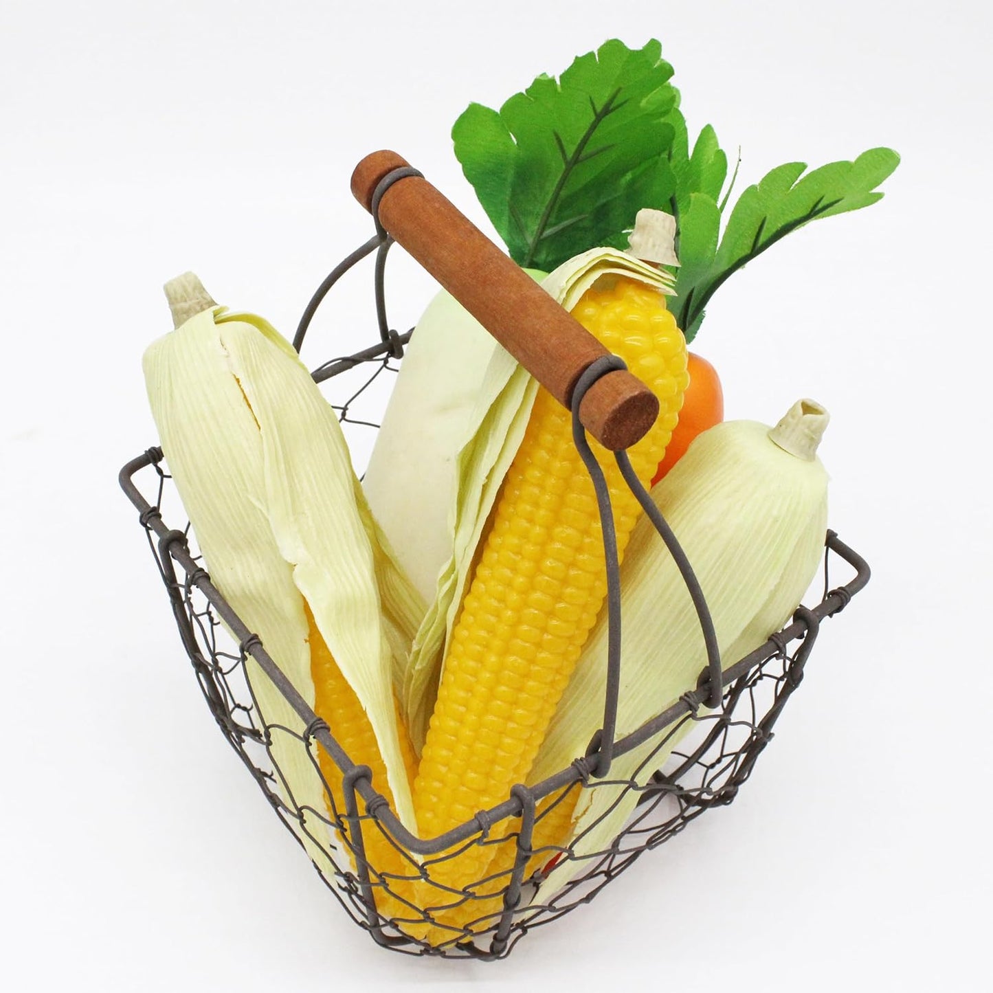 CVHOMEDECO. Square Chicken Wire Egg Basket Fruit Basket with Wooden Handle Primitives Vintage Gathering Basket. Rusty