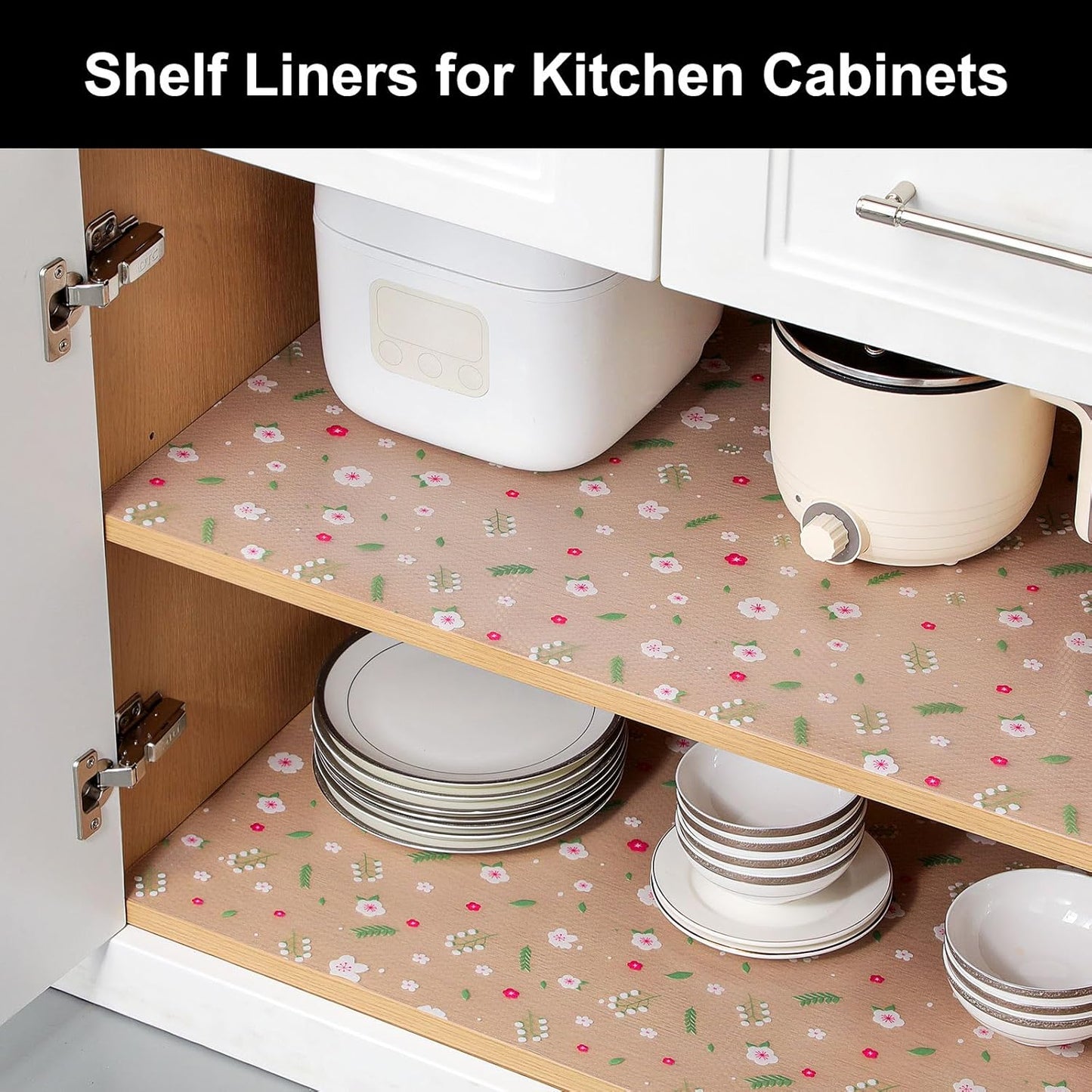 Cooyes Shelf Liner – Premium Non-Adhesive Cabinet & Drawer Liner for Kitchen – Waterproof Shelf Paper with Modern Pattern – Durable EVA Cabinet Mat – Easy to Cut (23.6" W x 236" L)