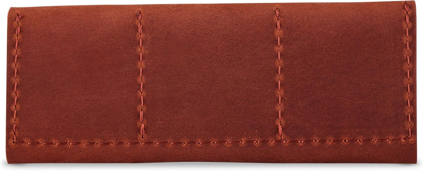 Cognac Leather SD Card Holder - Micro SD & Memory Card Organizer & Storage Case for Travel