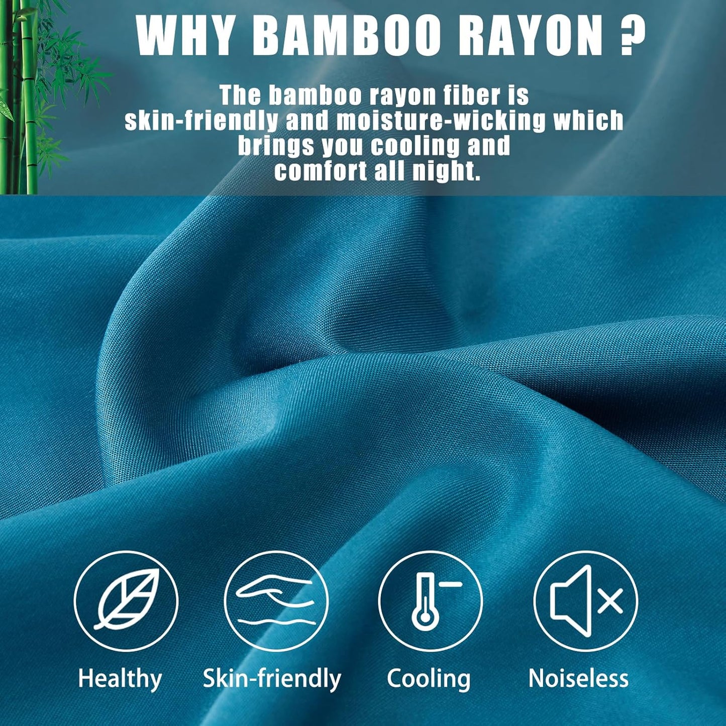 Body Cooling Pillow Cases Cover, Bamboo Rayon Body Pillowcases with Zipper Closure, Cool and Breathable Pillow Case for Hot Sleepers and Night Sweats, 20x54 inches, Blue