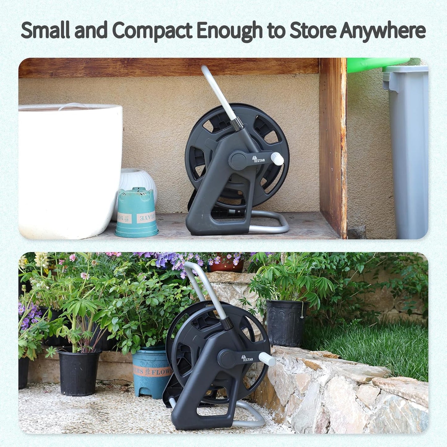Garden Water Hose Reel Cart,Holds 50-60 Ft of 5/8 Inch Hose, Portable Hose Pipe Holder for Outside