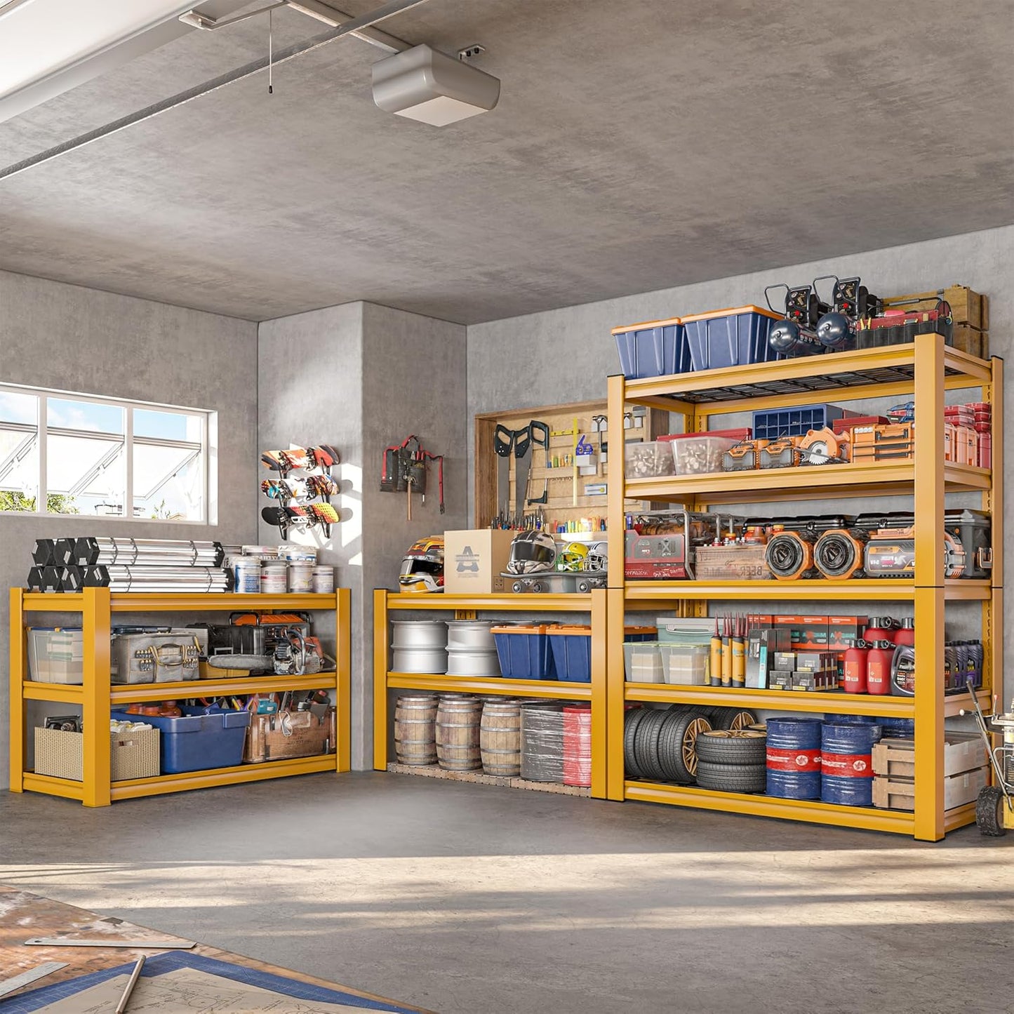 REIBII 72''H Garage Shelving 3010 LBS Storage Shelves Adjustable Metal Shelving 5 Tier Metal Shelves for Storage Industrial Shelf for Kitchen Pantry Warehouse Basement 72" H X 35.5" W X 16" D