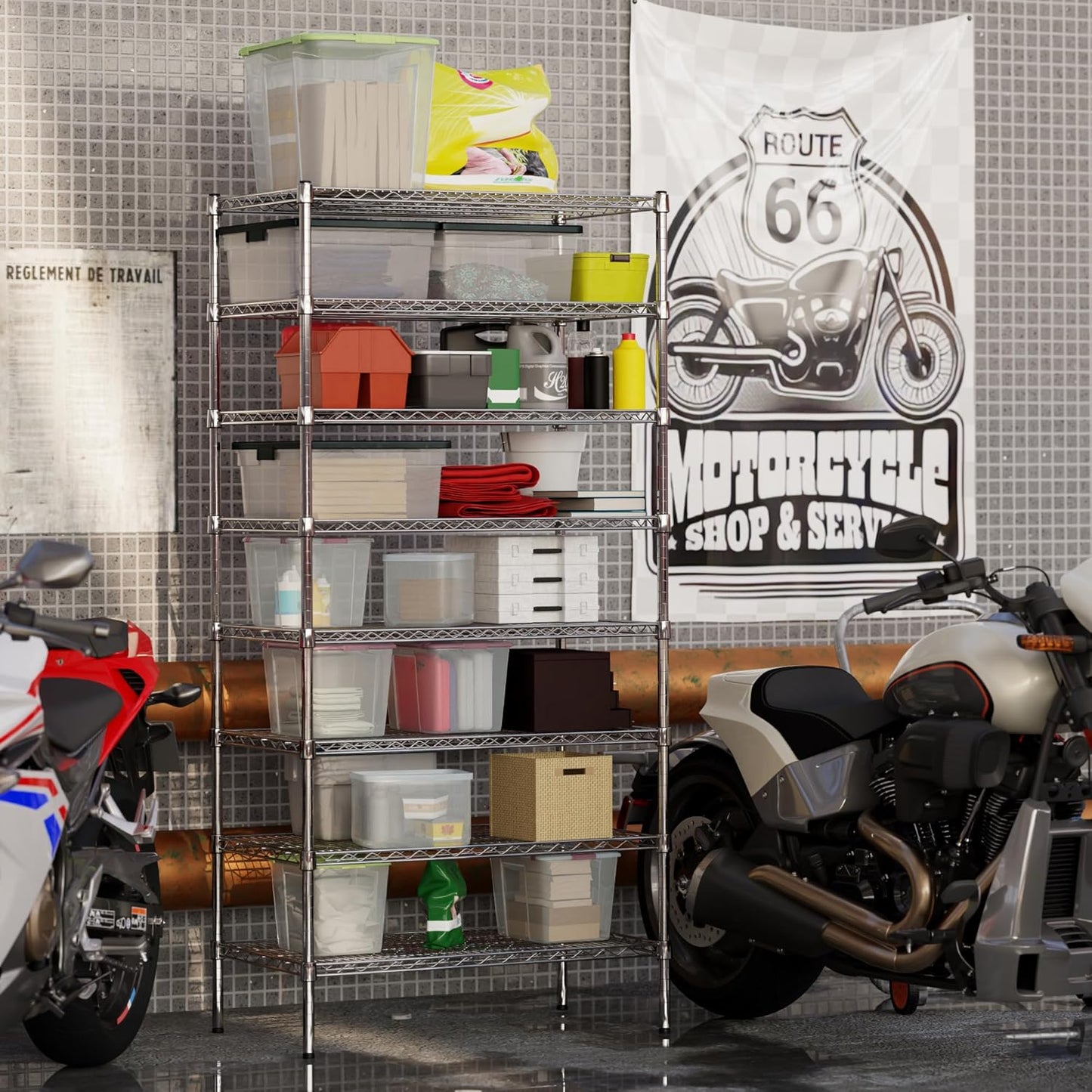 21" Deep x 36" Wide x 74" Height Wire Shelving Kit | 8-Tier | NSF Commercial Storage Rack Unit