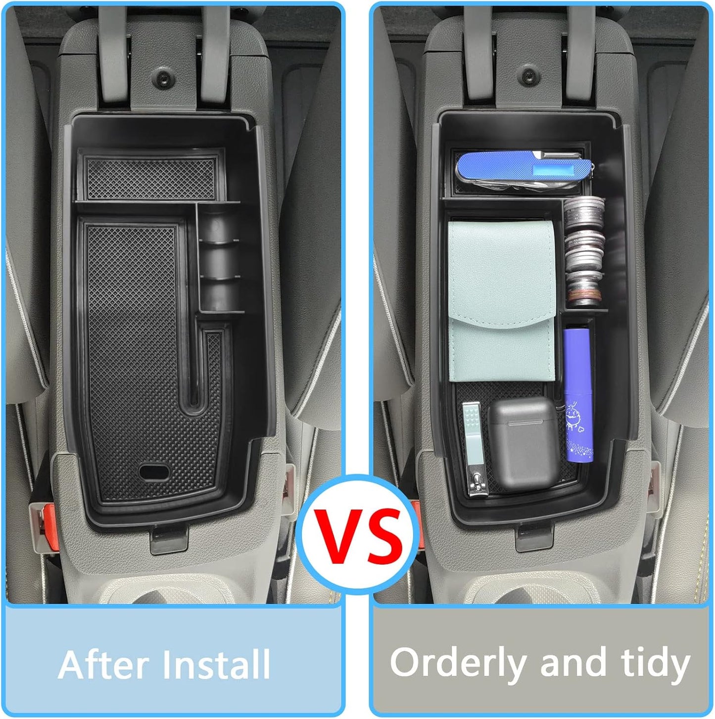 EDBETOS Center Console Organizer Tray Compatible with Chevy Bolt EUV Bolt EV Accessories 2022-2023 Interior Secondary Armrest Storage Glove Box Divider ABS Material, Customized Design, Black