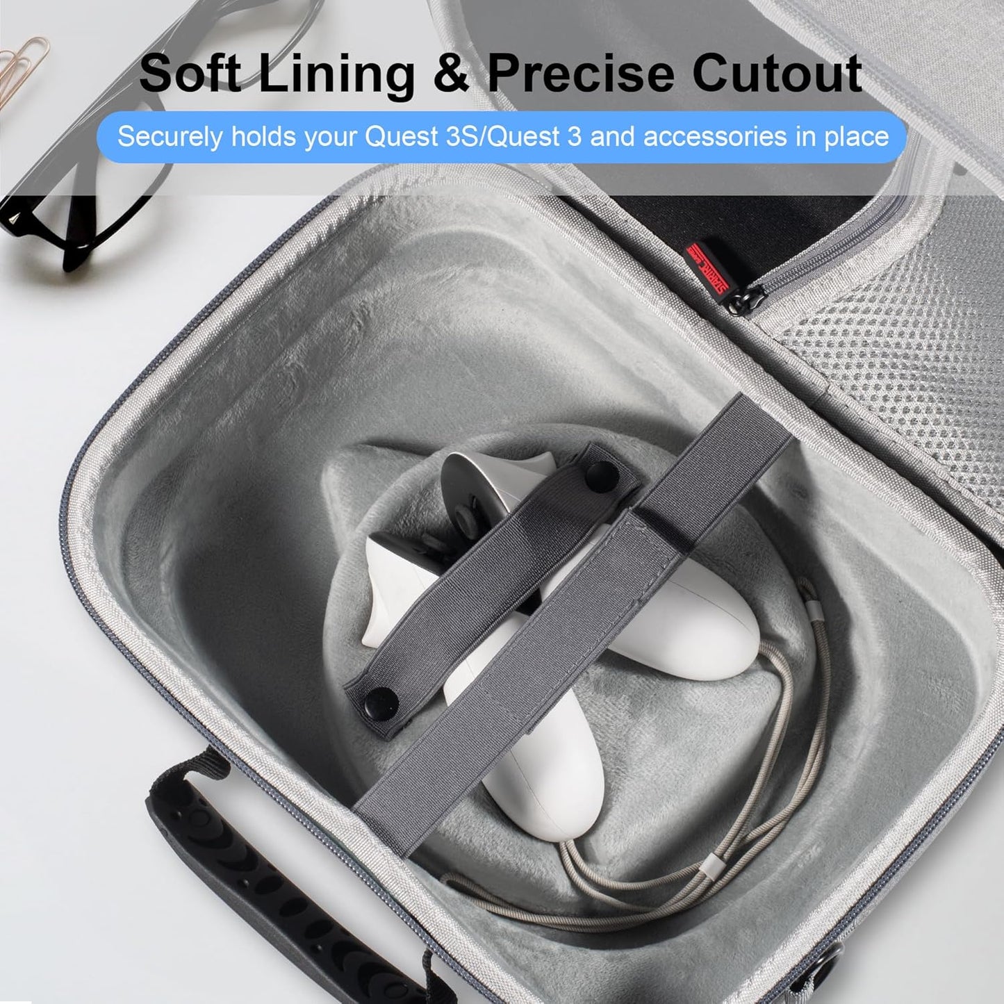 Large Carrying Case for Meta Quest 3/Quest 3S, Compatible with BOBOVR S3 Pro/Kiwi Design Battery Head Strap, Controllers & Accessories, Portable Hard Travel Case for Oculus Quest 3/3S Gray