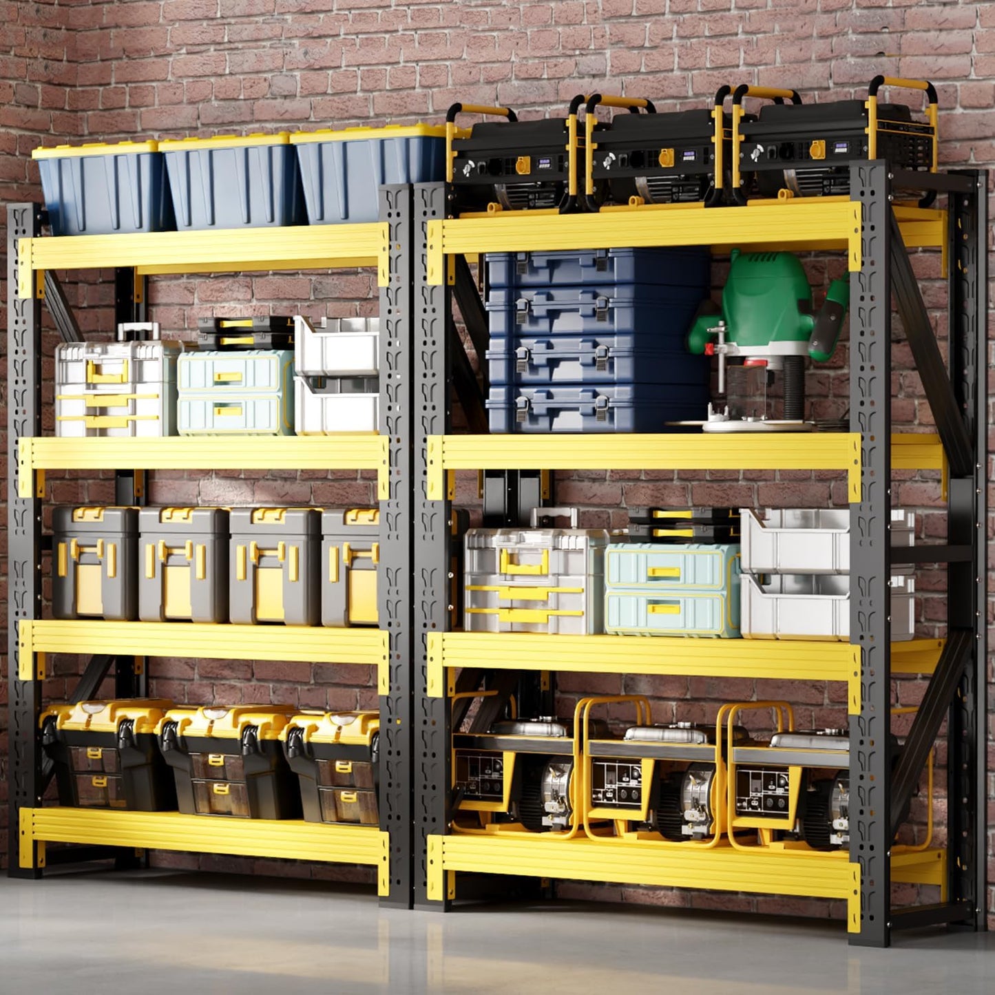 42" W Garage Shelving,4-Tier Heavy Duty Storage Shelves Unit with Adjustable Metal Shelf for Warehouse,Basement,Workshop,3400LBS,42" W x 20" D x 79" H,Black&Yellow