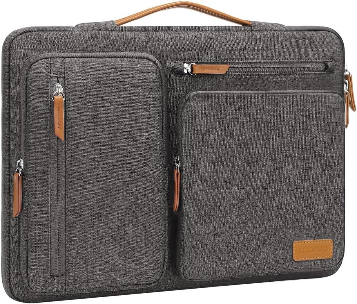 MOSISO 360 Protective Laptop Case 15 inch, 15 inch Laptop Sleeve Compatible with MacBook Air M4 M3 M2 2025 2024 2023, Dell XPS Plus, Side Open Carrying Case with 4 Zipper Pockets&Handle, Taupe Gray