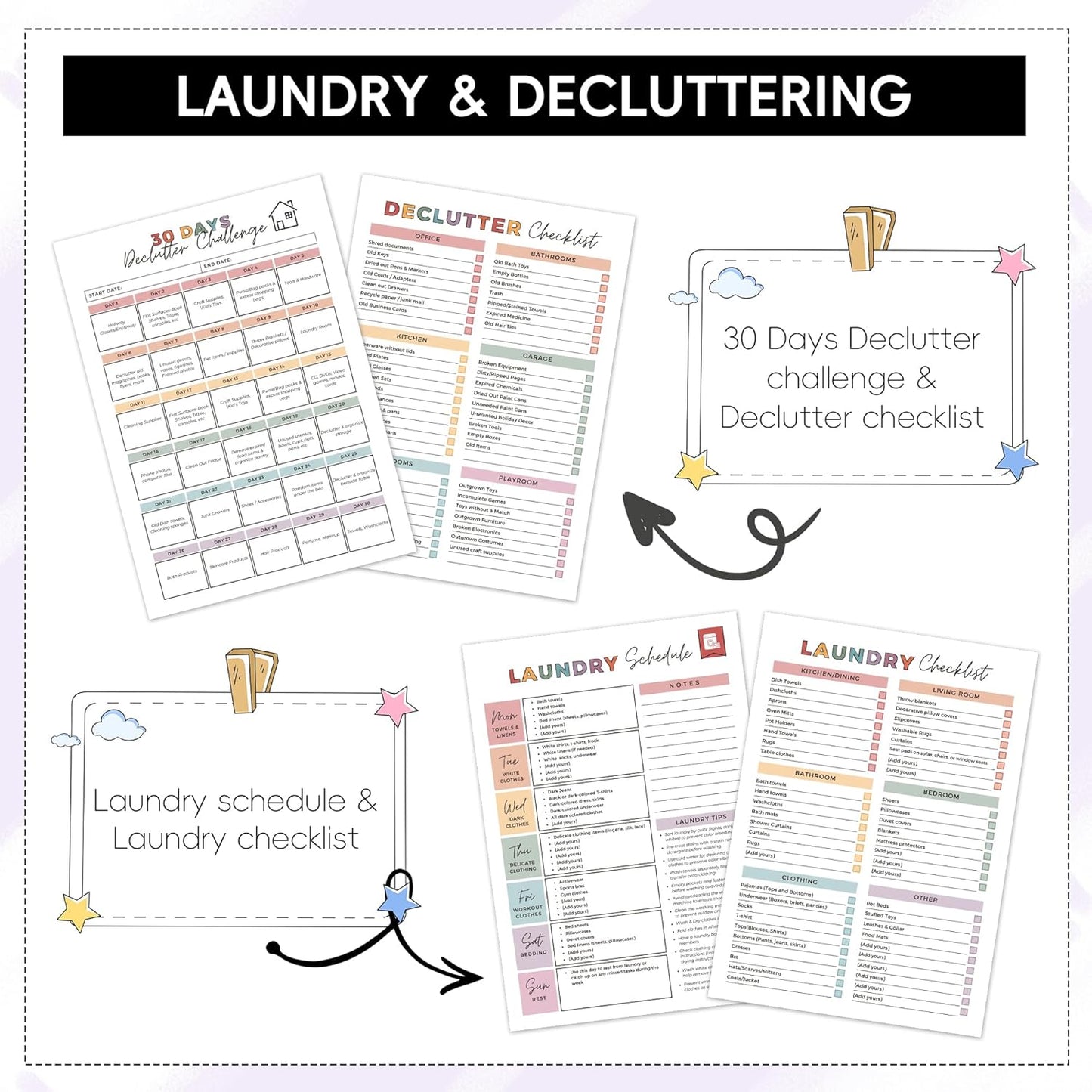 ADHD Cleaning Planner | Home Cleaning Schedule for Adults | Daily, Weekly, Monthly, Yearly Cleaning Checklist | Declutter, Organizing, Family | ADHD Cleaning and Organizing Planner for Women
