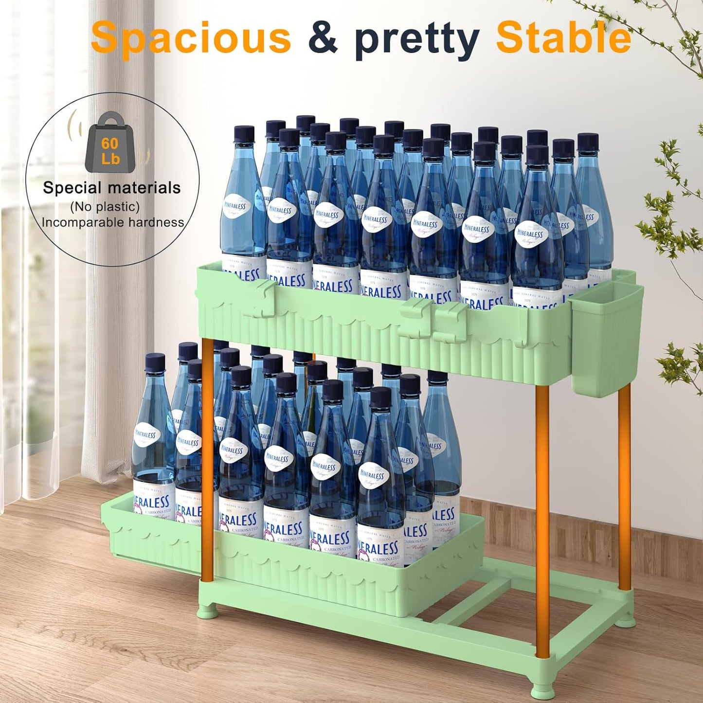 3 Pack Under Sink Organizers, 2-Tier Multi-Use Kitchen and Bathroom Organizers and Storage with Sliding Drawers，Bathroom Cabinet Organizer (Green, 14.8 Inch)