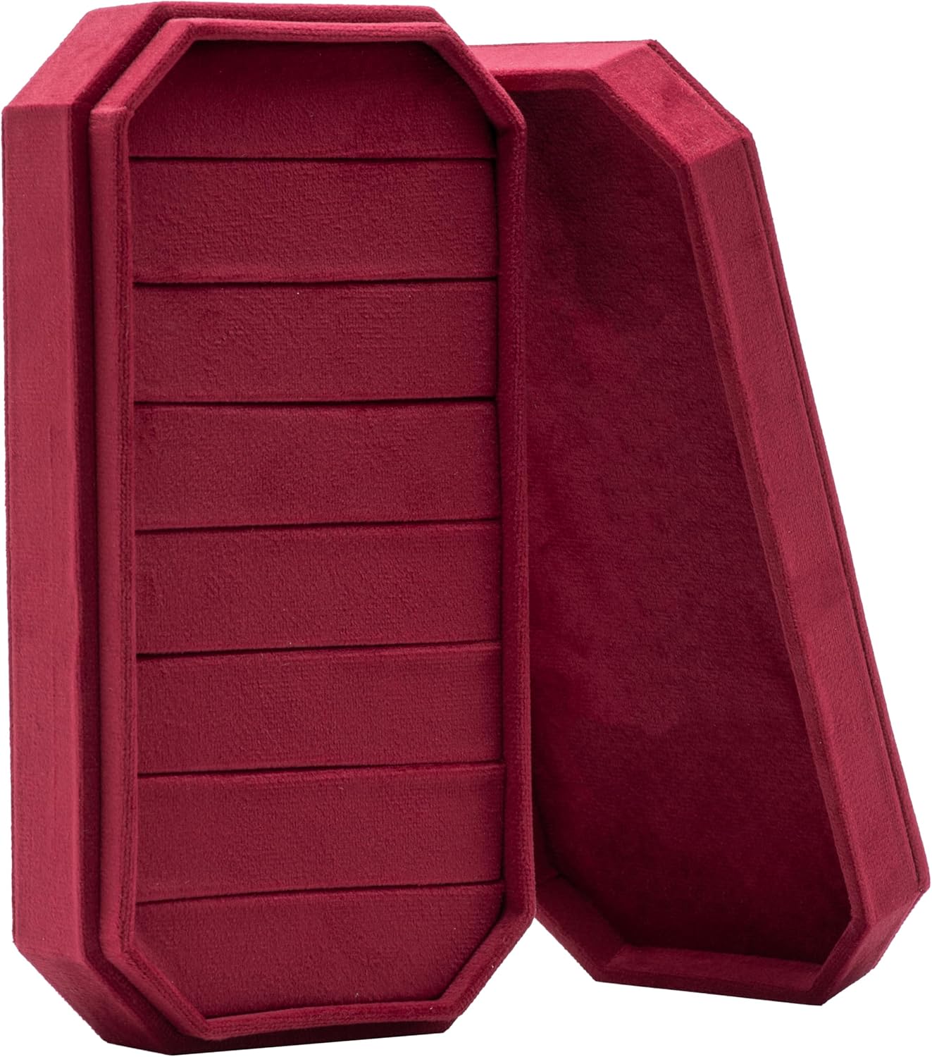 Velvet Ring Organizer Display Tray Jewelry Box Earring Holder Case for Wedding Birthday Christmas Day (Red)