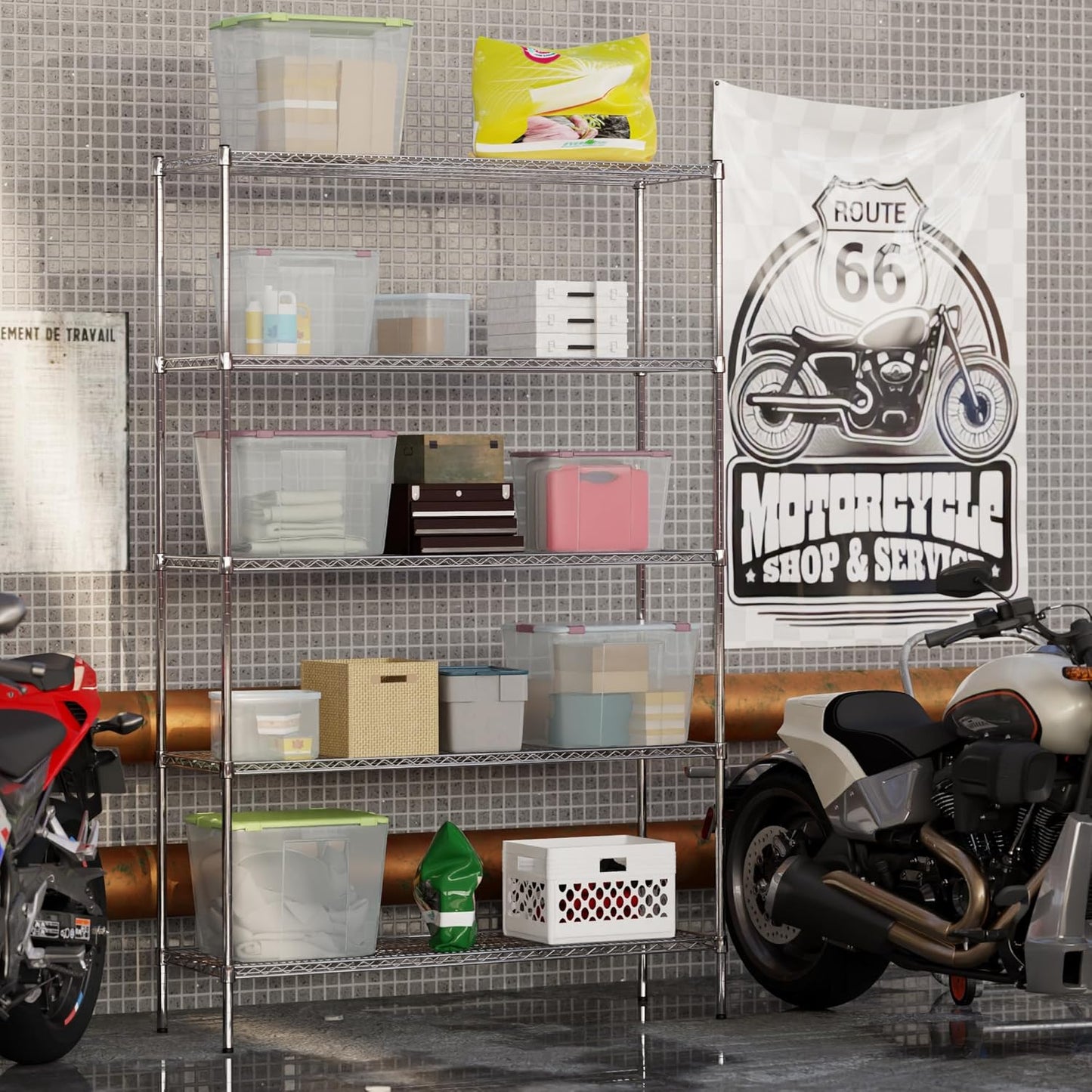 18" Deep x 54" Wide x 86" Height Wire Shelving Kit | 5-Tier | NSF Commercial Storage Rack Unit