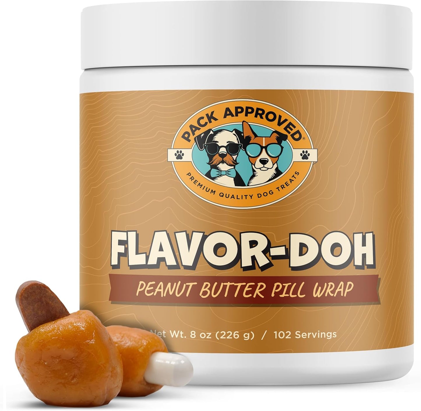 Flavor-Doh - Flavored Pill Wrap for Dogs to Hide Capsules and Create Pill Treats for Dogs - Easy-to-Use Treat Paste for Pet Medication - Peanut Butter (8oz)