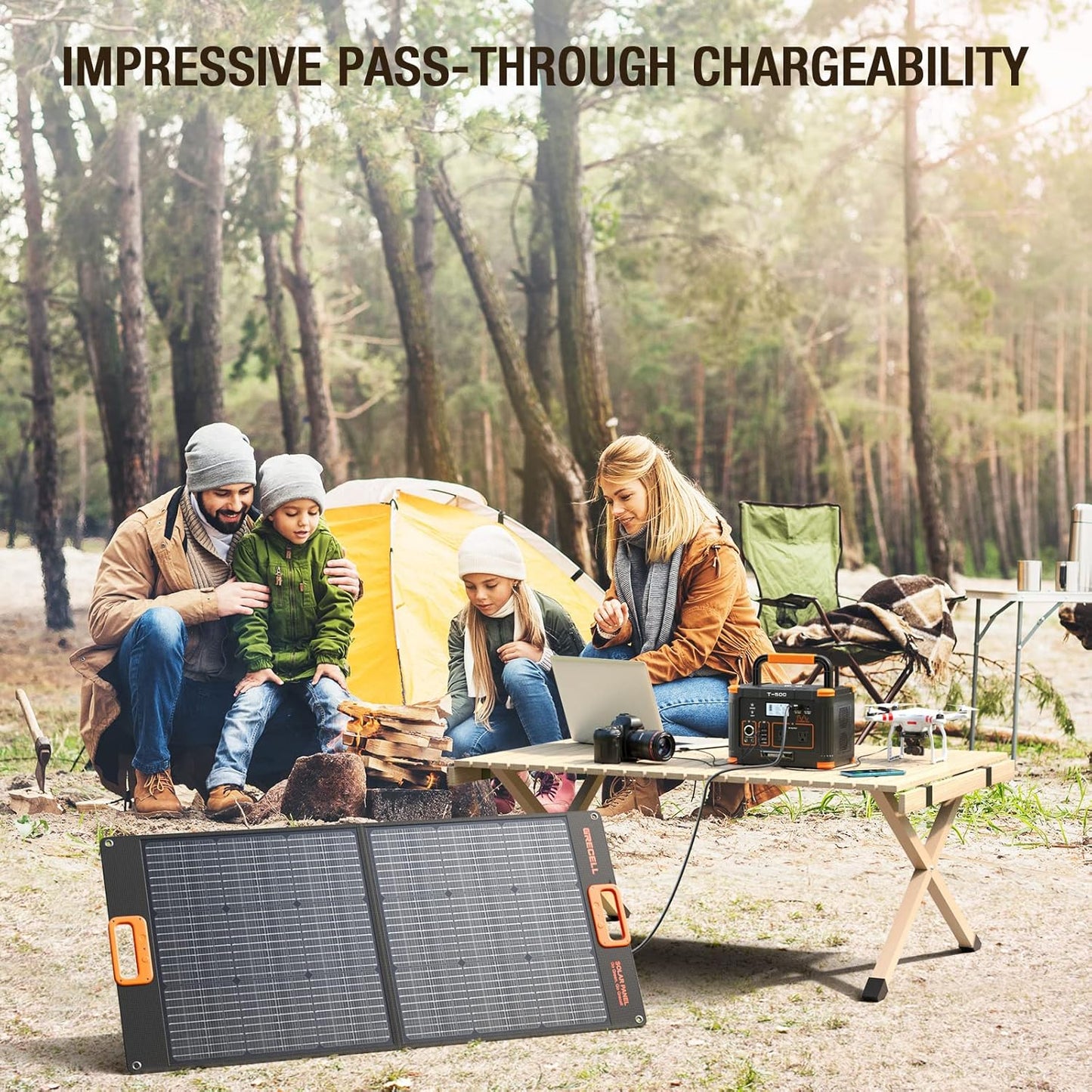 GRECELL Portable Power Station 500W, 519Wh/140400mAh Solar Generator Backup Lithium Battery Pack Power Supply with 2 AC Outlets, PD 60W USB-C Power bank for Outdoor RV Camping Home Outage Emergency