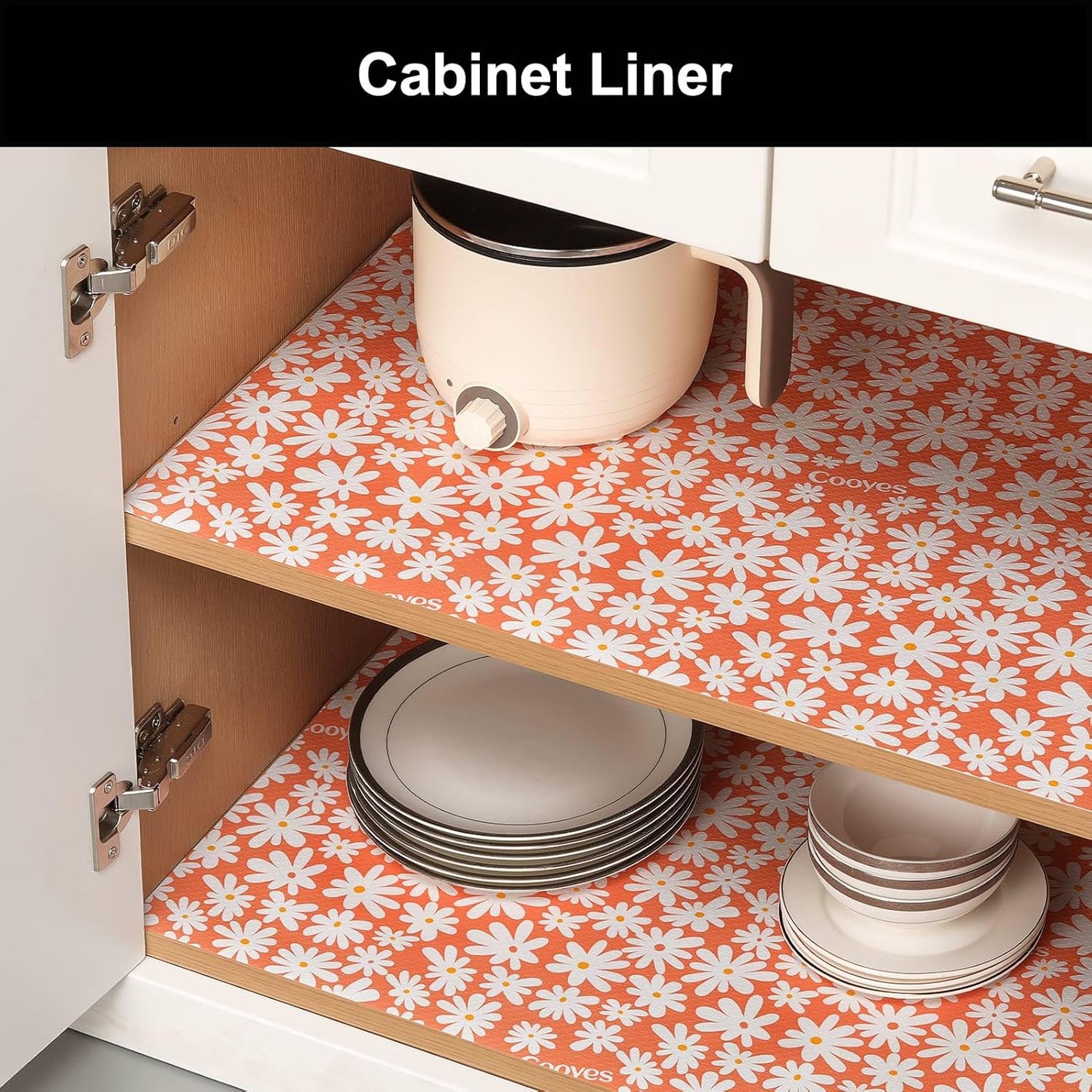 Cooyes Shelf Liner – Premium Non-Adhesive Cabinet & Drawer Liner for Kitchen – Waterproof Shelf Paper with Modern Pattern – Durable EVA Cabinet Mat – Easy to Cut （11.8" W x 360" L）