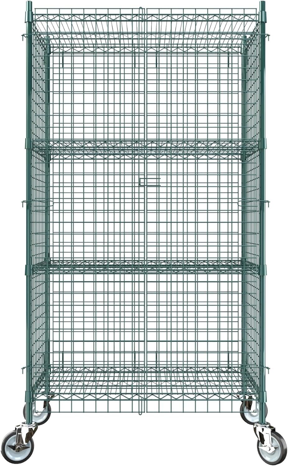 24"x36"x70" Metal Wire Green Security Heavy Duty Commercial NSF Certified Storage Unit | Mobile Wire Security Cage Kit
