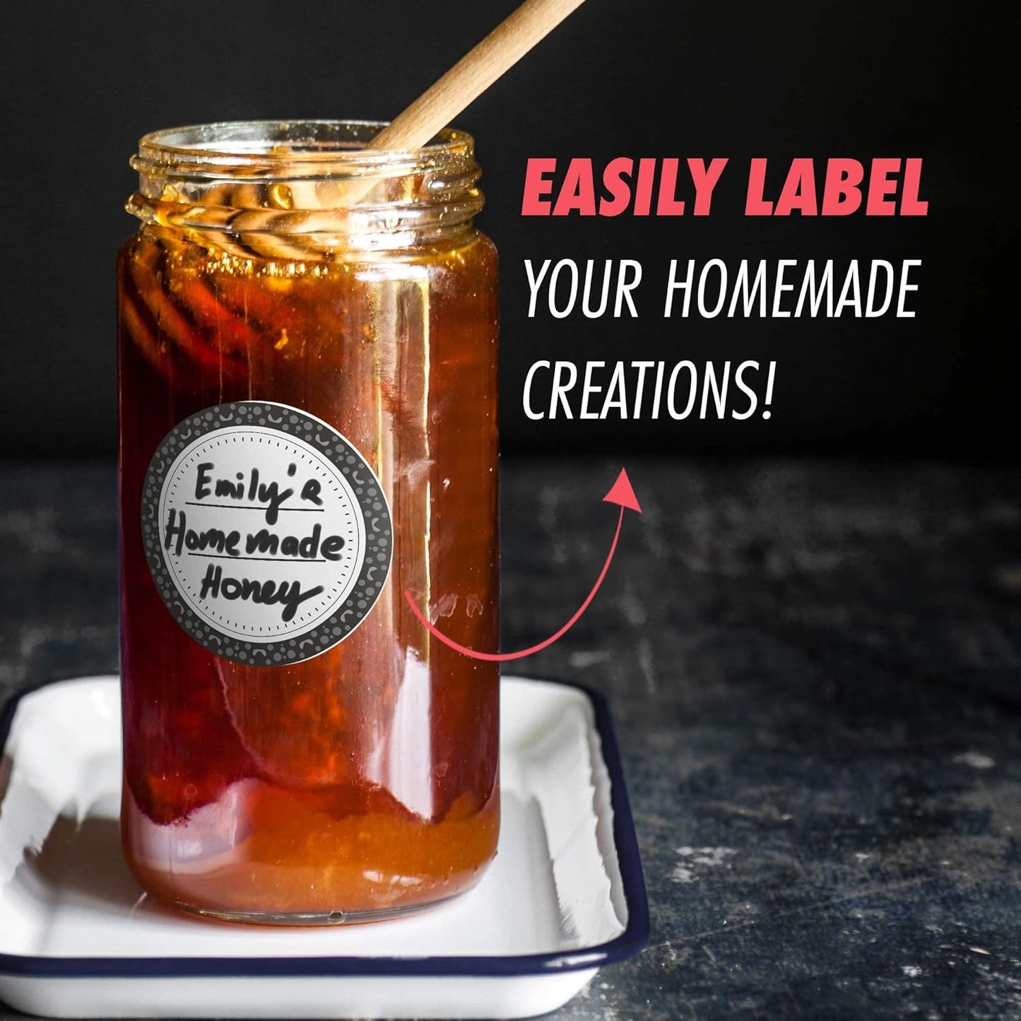 Easy Remove Dissolvable Canning Labels for Mason Jars (2" Round) Canning Supplies - Washes Off in Seconds Like Magic - Jar Labels for Homemade Jam, Jelly, and More (Black, 200/Roll) by MESS