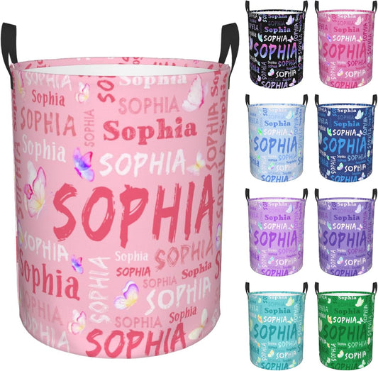 Custom Name Laundry Hamper, Personalized Laundry Basket with Name for Boys Girls Kids Men Women, Customized Name Dirty Clothes Basket Gifts for Clothes Toy Bathroom Bedroom Laundry Room Dorm