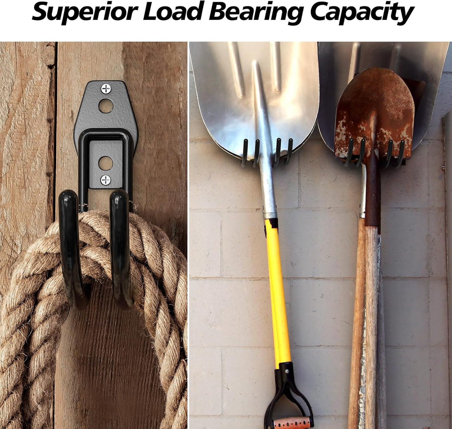 4 Pack Heavy Duty Garage Hooks,Solid Steel Wall Mount Hangers,with Anti-Slip Coating,for Hanging and Organising Ladder,Bike,Ropes,Broom,Garden,Yard and Power Tools(5.5x4.1 inch)