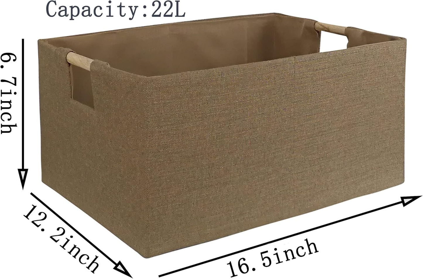 Storage Bin for Shelves Rectangle Closet Baskets Foldable Box with Handles Khaki Baskets Toy Boxes for Home Office Car Dormroom