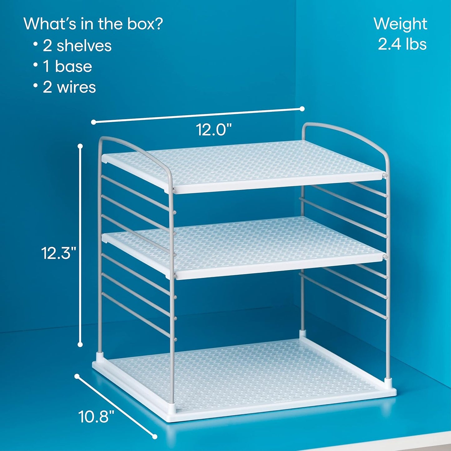 YouCopia UpSpace Cabinet Box Organizer, Adjustable Kitchen and Pantry Shelf for Plastic Wrap and Foil Storage, Extra Large, White