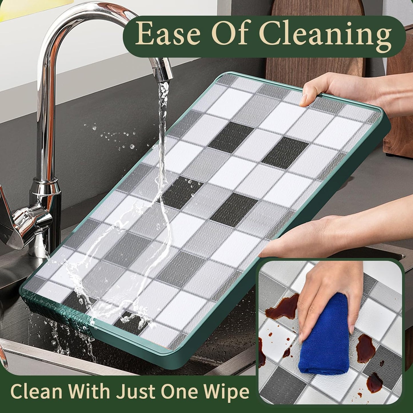 Drawer and Shelf Liner for Kitchen Cabinet: 17 in X 20 Ft Non Slip Waterproof Shelf Paper Non Adhesive Refrigerator Liners Gray Mosaic Easy Liners for Bathroom