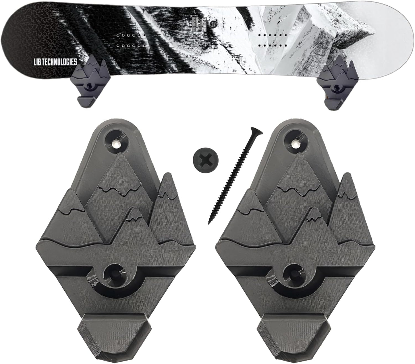 Snowboard Wall Mounts, Fits Any Snowboard, Snowboard Storage Rack, Wall Art, Winter Sports Accessories (Black)