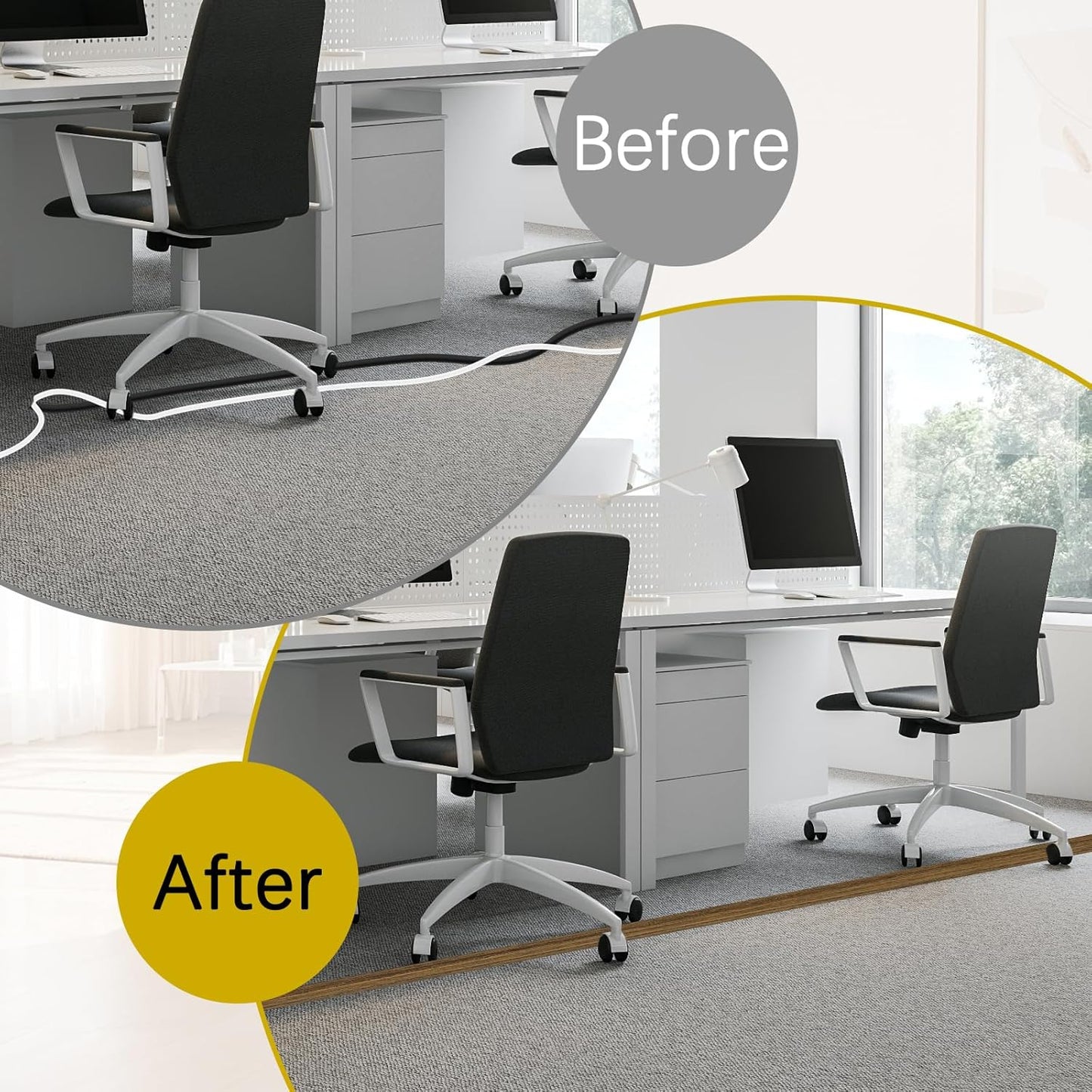 Floor Cord Cover 10FT Cord Covers for Wires on Floor Protect Wires & Prevent Trip Hazards, Easy to Cut for Home, Office, School, Concerts, Cavity W0.6in x H0.32in