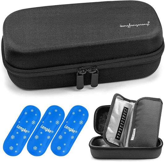 YOUSHARES Insulin Cooler Travel Case - EVA Protective Diabetic Medication Cooling Bag, Refrigerated Insulated Storage Kit for Insulin Pen and Diabetes Supplies with 3 TSA Approved Ice Packs