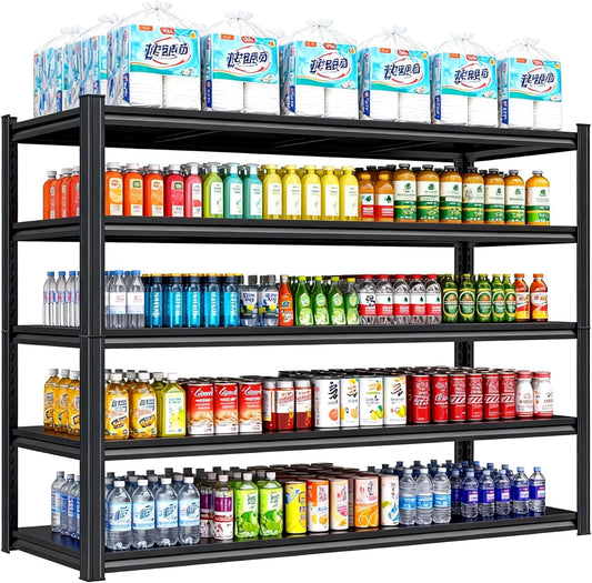 Garage Storage Shelves,5 Tier Shelving Unit, 40 inch Wide, 18” Deep, 78” Tall Organizer Metal Shelf for Basement/Laundry/Pantry Heavy Duty, Adjustable,Easy to Install (5Tier-45.3"Wx19.7"Dx63"H)