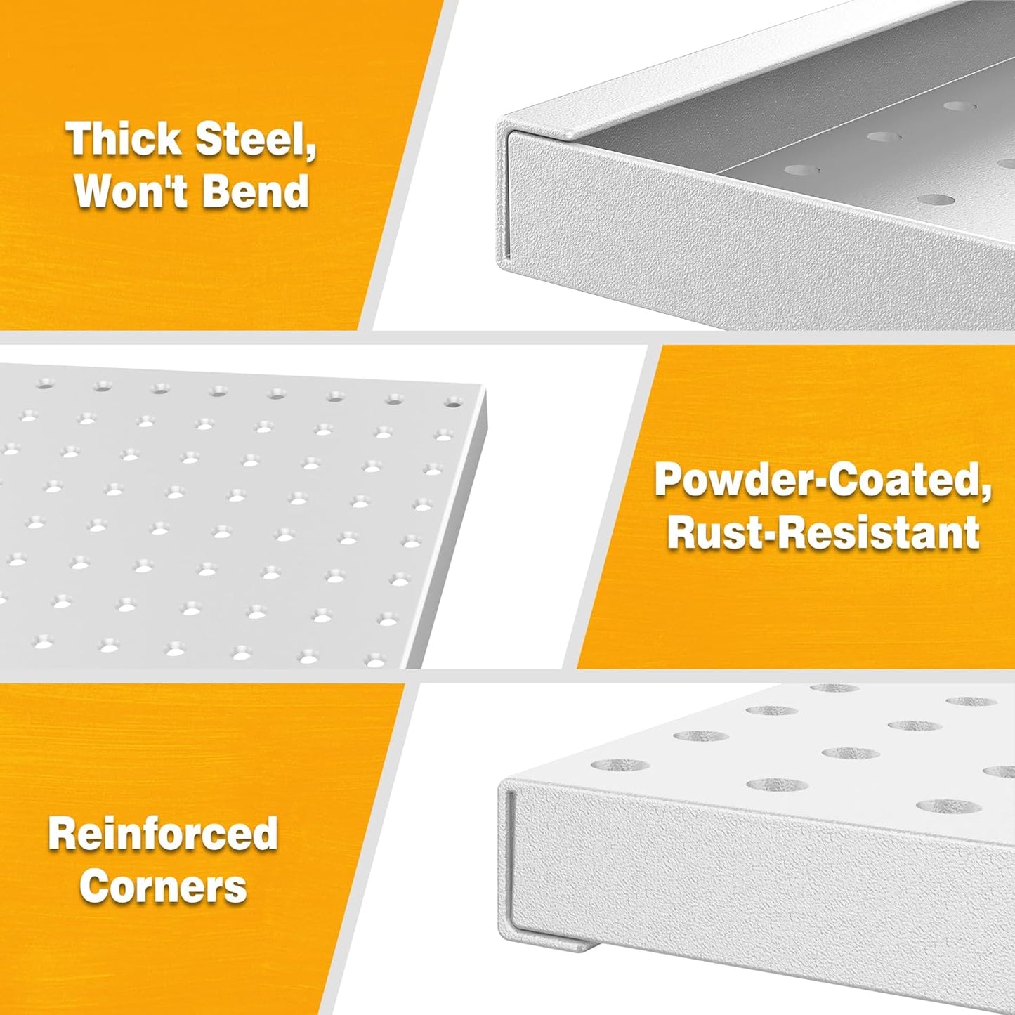 Pegboard Smith Metal Pegboard Panels 12" x 24", 3 Pack Grey Wall Mounted Tool Organizer Boards, Heavy Duty Tool Storage Peg Board for Garage, Workbench, Office, Fits 1/4" Peg Hooks