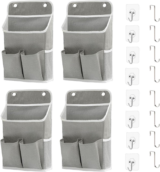 Hanging Basket for Organizing, Wall Organizer with Pockets and Over The Door Organizer，Can for Home, Closet, Office and Camper (4 Grey)