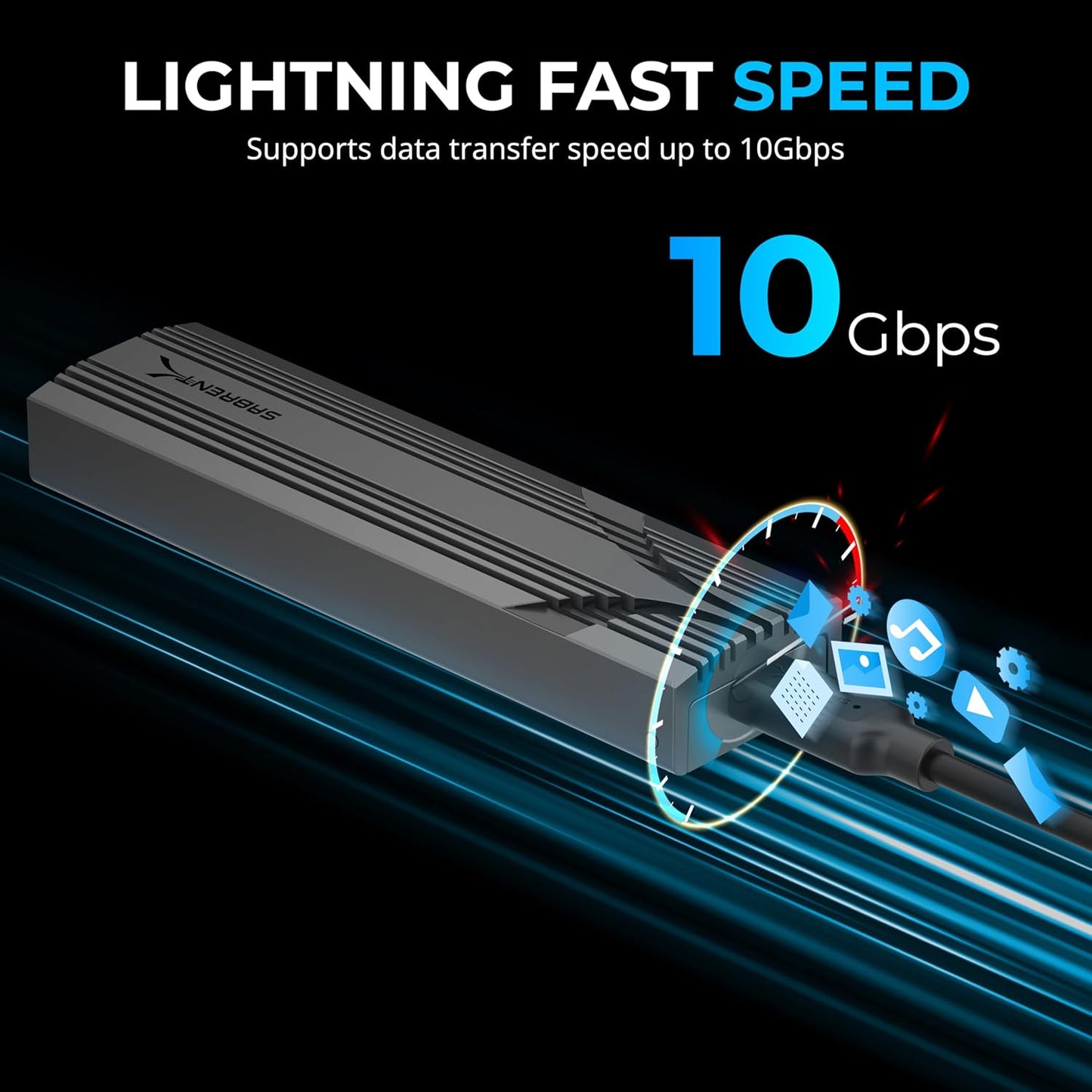 SABRENT USB C NVMe Enclosure, Tool-Free M.2 SSD Case for 2230-2280, 10Gbps USB 3.2 Gen 2 Adapter, Aluminum Cooling, External M.2 Drive Enclosure for NVMe SSDs (EC-PNVO)