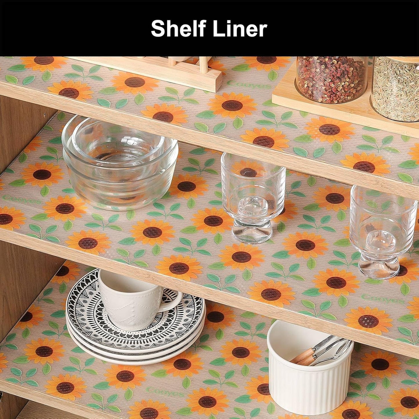 Cooyes Shelf Liner – Premium Non-Adhesive Cabinet & Drawer Liner for Kitchen – Waterproof Shelf Paper with Modern Pattern – Durable EVA Cabinet Mat – Easy to Cut （23.6" W x 360" L）