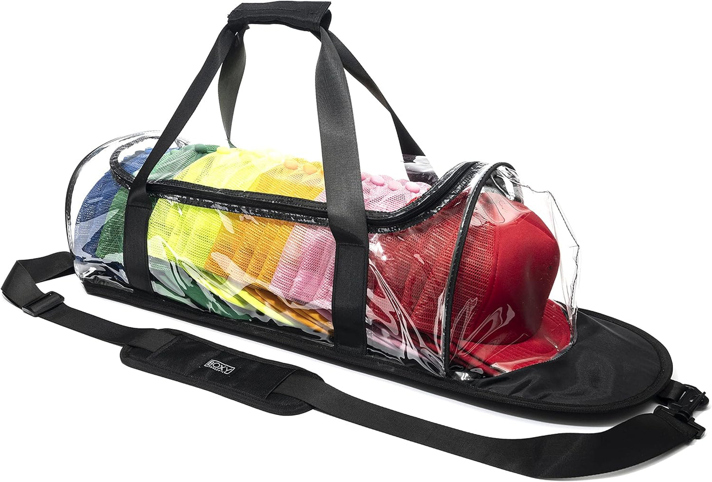 Boxy Concepts Transparent Dome Hat Storage Bag - Black, 27 x 9 x 8 in - Holds 24 Caps as Baseball Cap Organizer - Travel-Friendly Headwear Organizer - Hat Rack for Wall