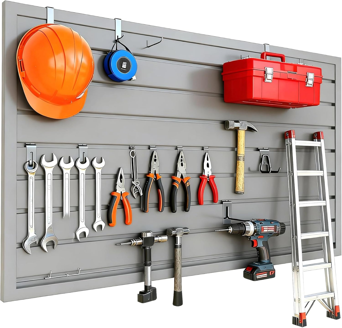 Yuzzy Slat Wall Paneling 2 x 4ft, Garage Slatwall Panel Wall Storage Systems, Heavy Duty PVC Garage Wall Organization (Gray)