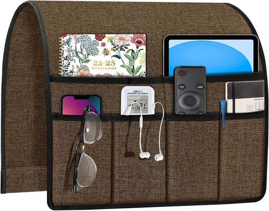 Joywell Couch Organizer Caddy Remote Control Holder for Recliner Armrest Organizer Non Slip Sofa Armchair Caddie with 6 Pocket Storage for Magazine, Tablet, Phone, iPad, Coffee