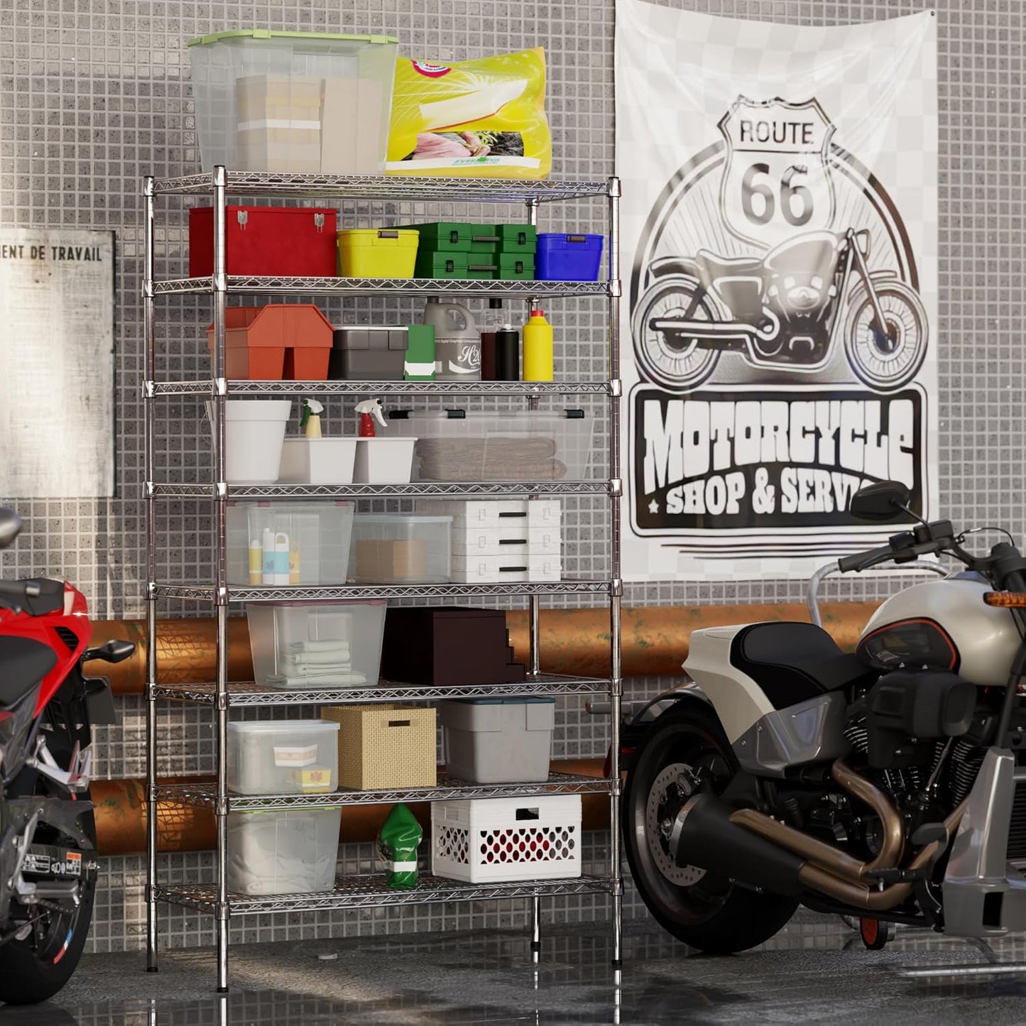 18" Deep x 42" Wide x 74" Height Wire Shelving Kit | 8-Tier | NSF Commercial Storage Rack Unit