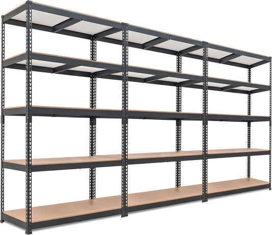 HOMEDANT 5-Tier Laminated Boltless Heavy Duty Metal Shelving Unit Adjustable Garage Storage Utility Rack Shelves Organization Multipurpose Shelf Warehouse Industrial (3, (L) 39.8" W, Black)