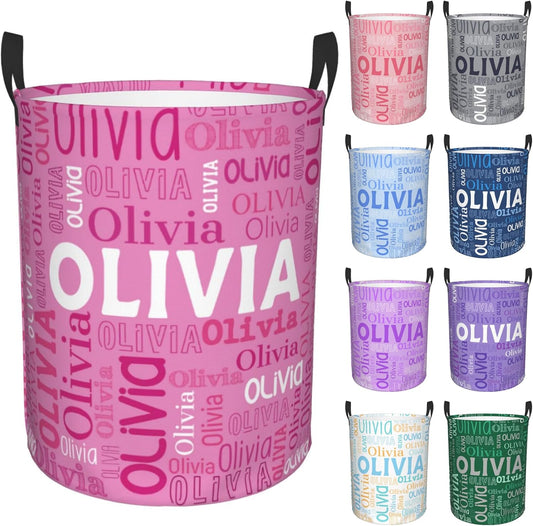 Custom Name Laundry Hamper, Personalized Laundry Basket with Name for Boys Girls Kids Men Women, Customized Name Dirty Clothes Basket Gifts for Clothes Toy Bathroom Bedroom Laundry Room Dorm