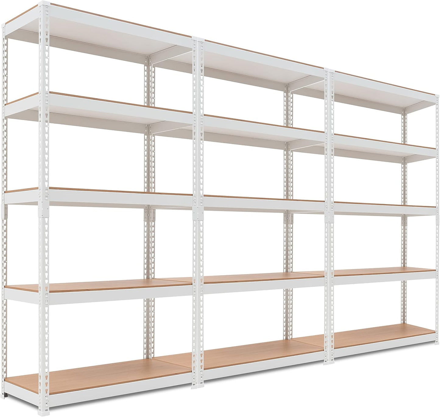 HOMEDANT 5 Tier Storage Shelves Adjustable Laminated Boltless Garage Metal Shelving Unit Heavy Duty Utility Rack Shelf Warehouse Pantry Closet Kitchen (3, (M) 35.9" W, White)