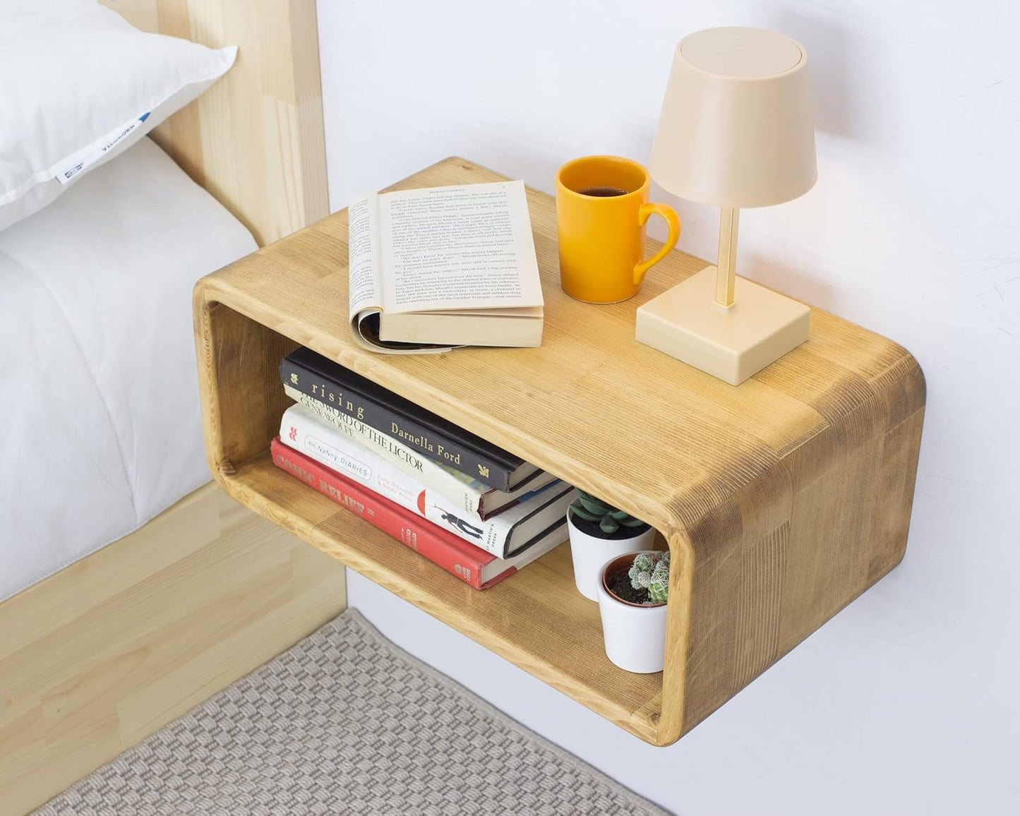 Floating Nightstand Wooden, Bedside Table, Nightstand Shelf, Handmade, Wall Mounted Bedside Shelf, Minimalist and Unique Style (Cape Town)