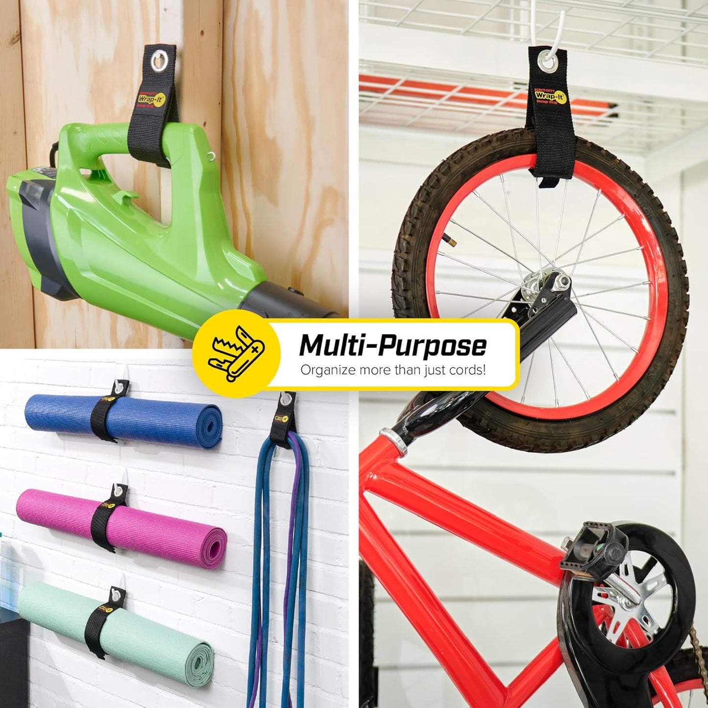 Heavy-Duty Wrap-It Storage Straps, 17-inch (6 Pack) - Extension Cord Organizer, Storage, Cord Straps, Cable Straps for Hoses, Rope, RV, Workshop, Boat, Tools, and Garage Wall Storage and Organization
