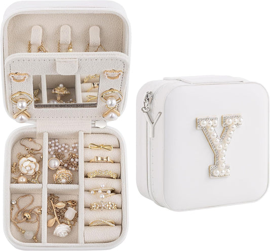 Birthday Gifts For Women, Initial Jewelry Box, Travel Jewelry Case, Gifts for Wife Girlfriend, Small Travel Jewelry Organizer, Gift for Girls, Graduation Gifts for Her, Bridesmaid Gifts