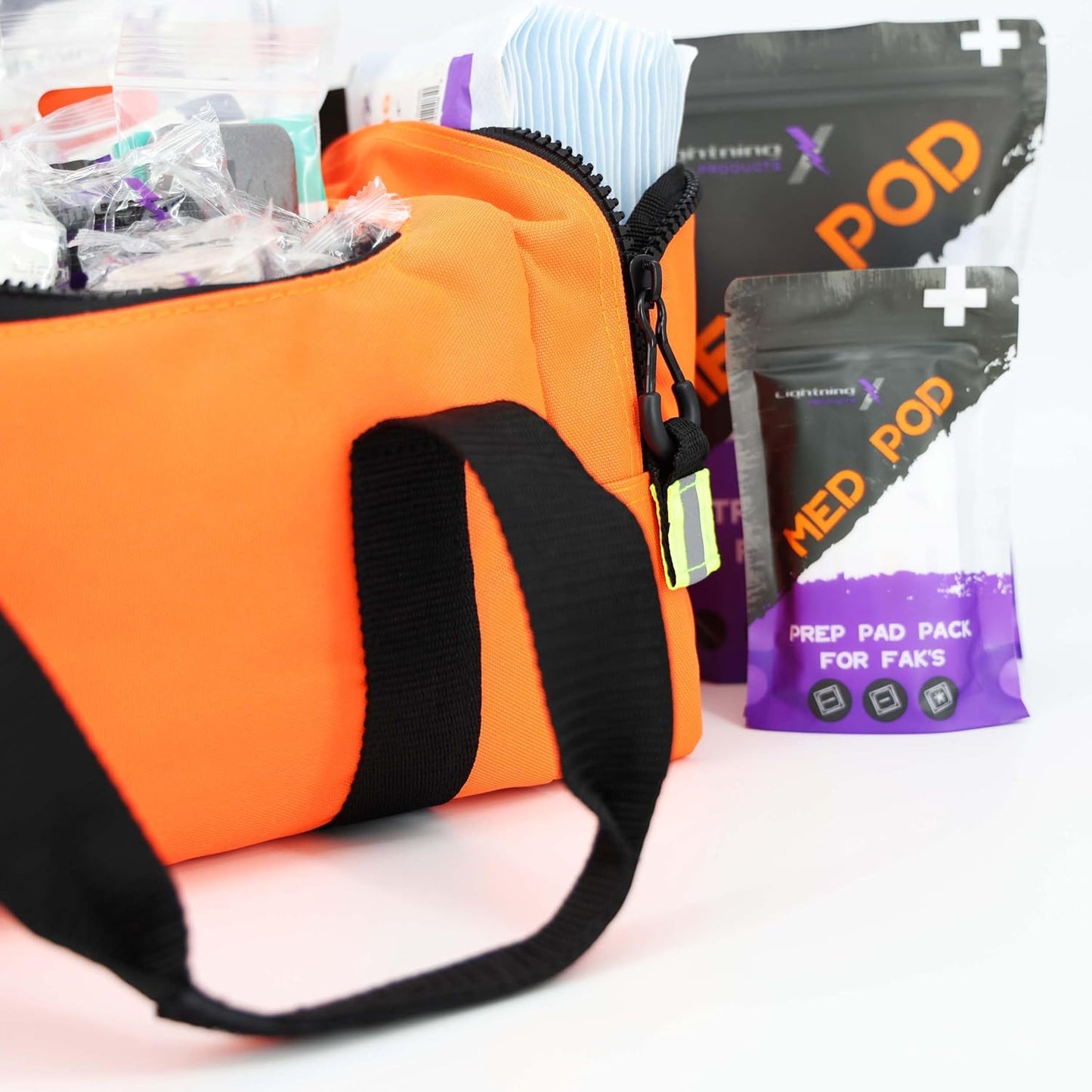 Lightning X Value Compact Medic First Responder EMS/EMT Stocked Trauma Bag w/Basic Fill Kit A - Orange
