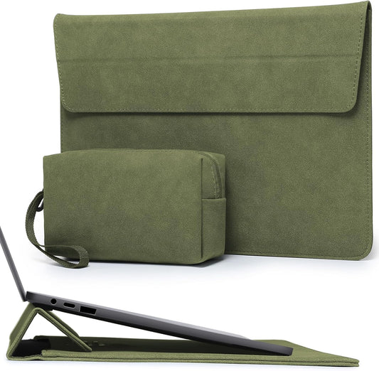 HYZUO 13 Inch Laptop Sleeve with Stand Feature for MacBook Air 13 M4 M3 M2 M1 2025-2018, MacBook Pro 13 M2 M1, 13" iPad Pro/Air, Surface Pro, with Carry Bag, Olive Green