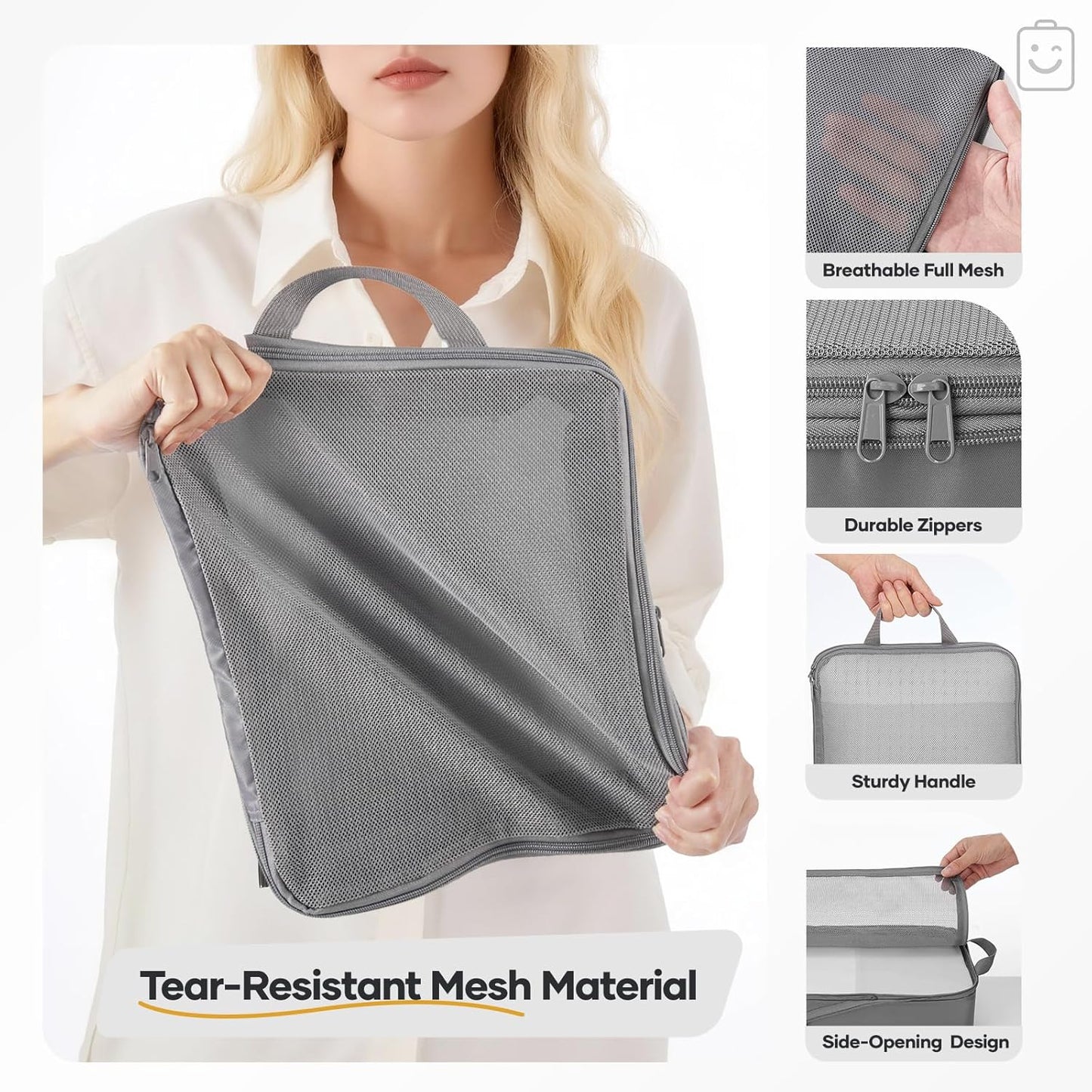 Veken 11 Set Compression Packing Cubes for Travel Essentials,Compressible Expandable Large Luggage Suitcase Organizer Bags for Clothing,Durable Space Saver Storage Bags with Toiletry Bags(Gray)