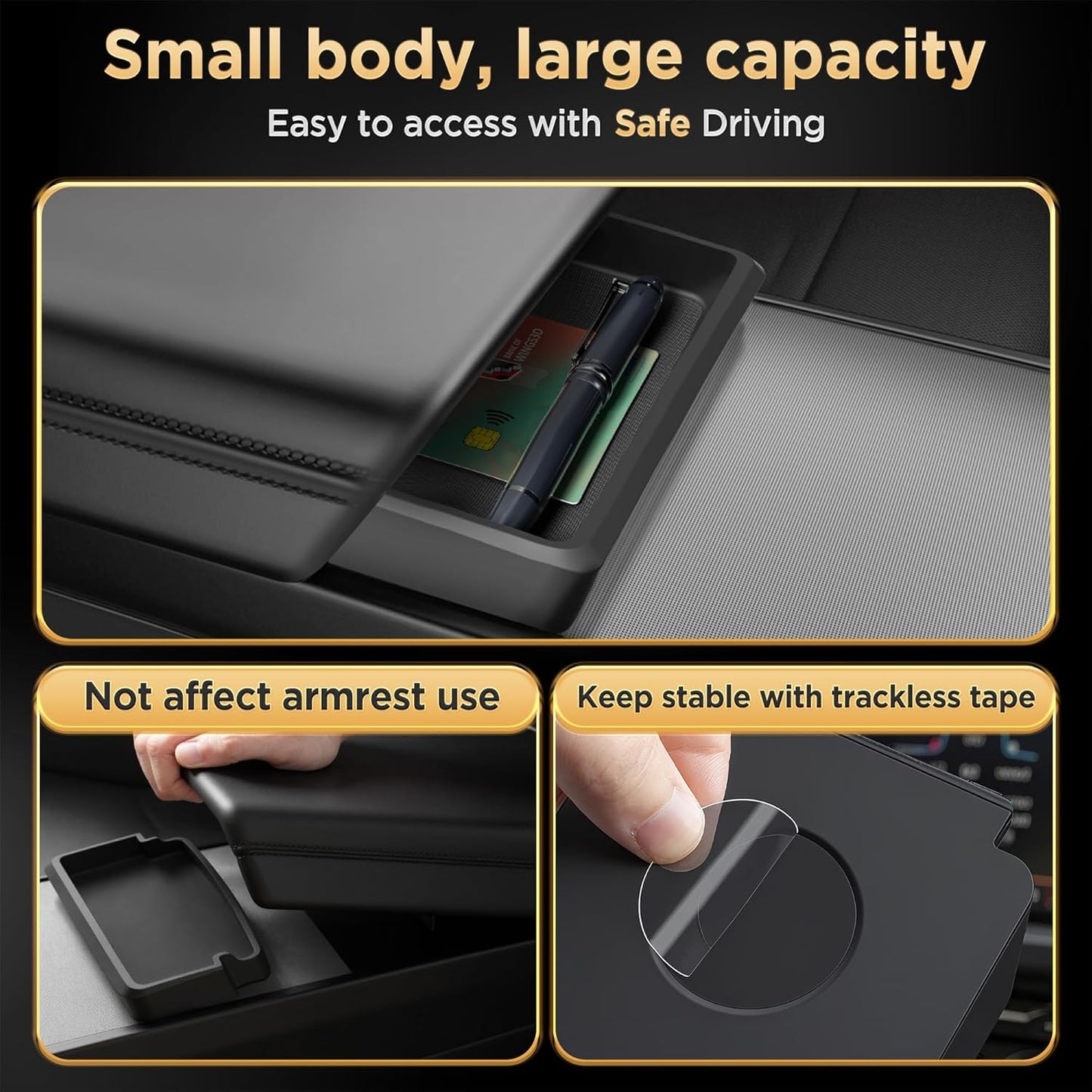 Model Y Juniper(2025-2026) & Model 3 Highland(2024-2026) Center Console Organizer [Slide Smoothly & Carbon Fiber] Sunglasses Cup Holder for Tesla Model 3 & Model Y Juniper Accessories Black